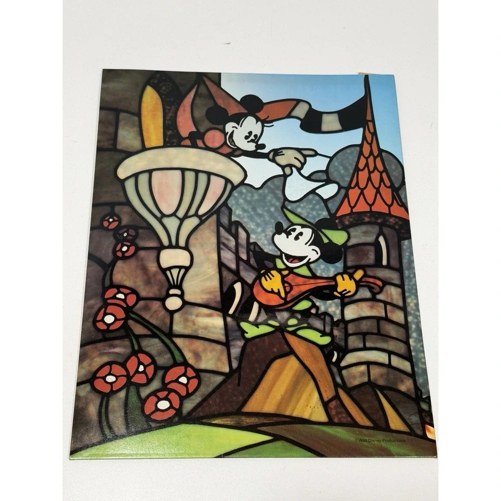6 Disney Stained Glass School 2 Pocket + 1 Folder Peechee Binder 80s 90s Vintage